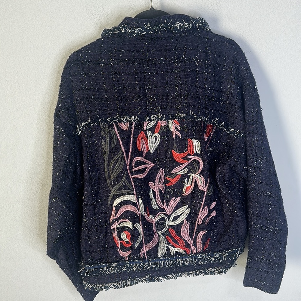 NWT Foxiedox Navy tweed Embroidered Jacket S - Picture 8 of 9